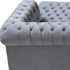 Gray Velvet U Shaped Three Piece Sofa and Chaise Sectional With Toss Pillows