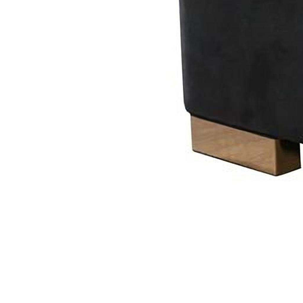 Black Velvet U Shaped Three Piece Sofa and Chaise Sectional With Toss Pillows