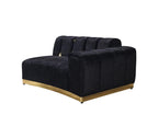 Black Velvet Modular Curved Two Piece Sectional With Toss Pillows