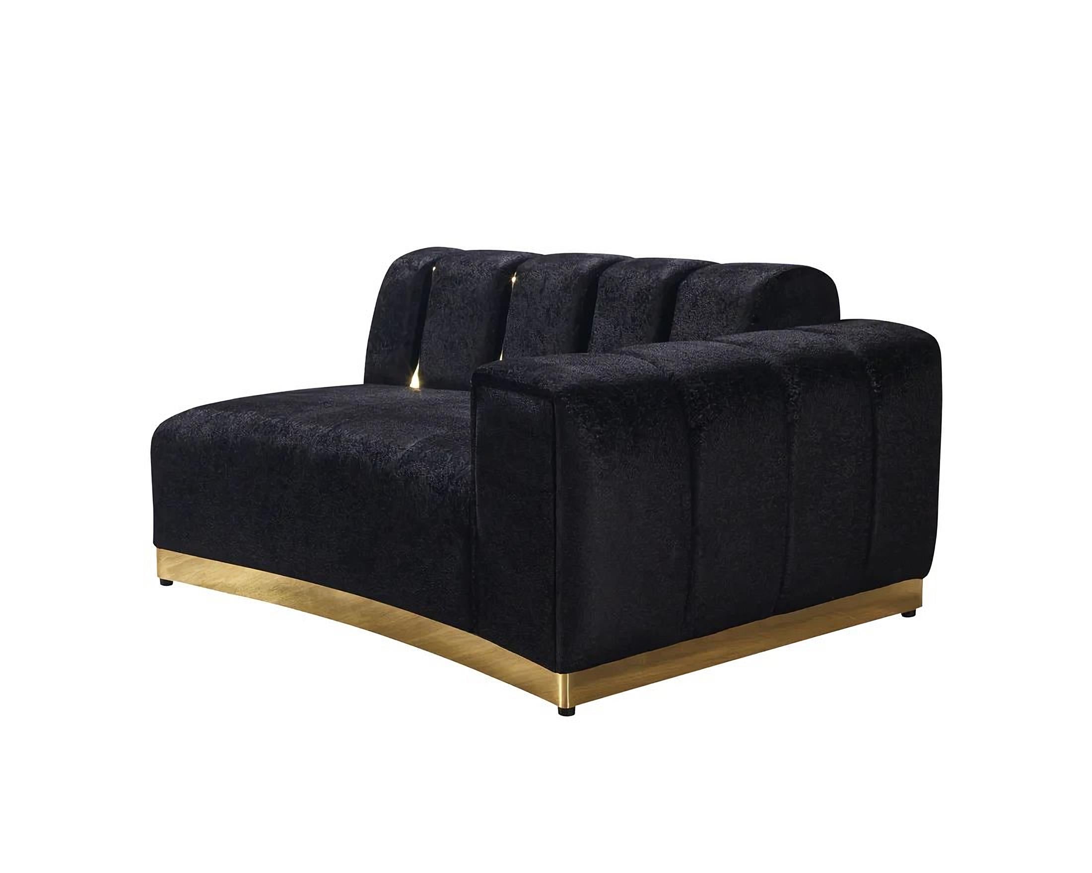 Black Velvet Modular Curved Two Piece Sectional With Toss Pillows