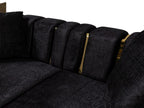 Black Velvet Modular Curved Two Piece Sectional With Toss Pillows