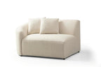 Ivory Boucle Modular Curved Two Piece Sofa and Chaise Sectional With Toss Pillows