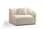 Ivory Boucle Modular Curved Two Piece Sofa and Chaise Sectional With Toss Pillows