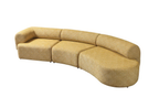 Mustard Boucle Modular Curved Three Piece Sectional With Toss Pillows