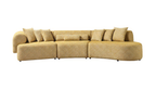 Mustard Boucle Modular Curved Three Piece Sectional With Toss Pillows