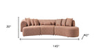 Orange Boucle Modular Curved Three Piece Sectional With Toss Pillows