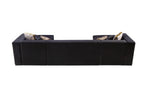 Black Velvet Modular U Shaped Four Piece Sofa and Chaise Sectional With Toss Pillows