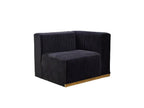 Black Velvet Modular U Shaped Four Piece Sofa and Chaise Sectional With Toss Pillows