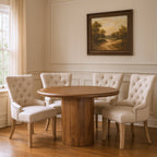 Five Piece Brown Round Solid Wood Dining Set with Four Chairs