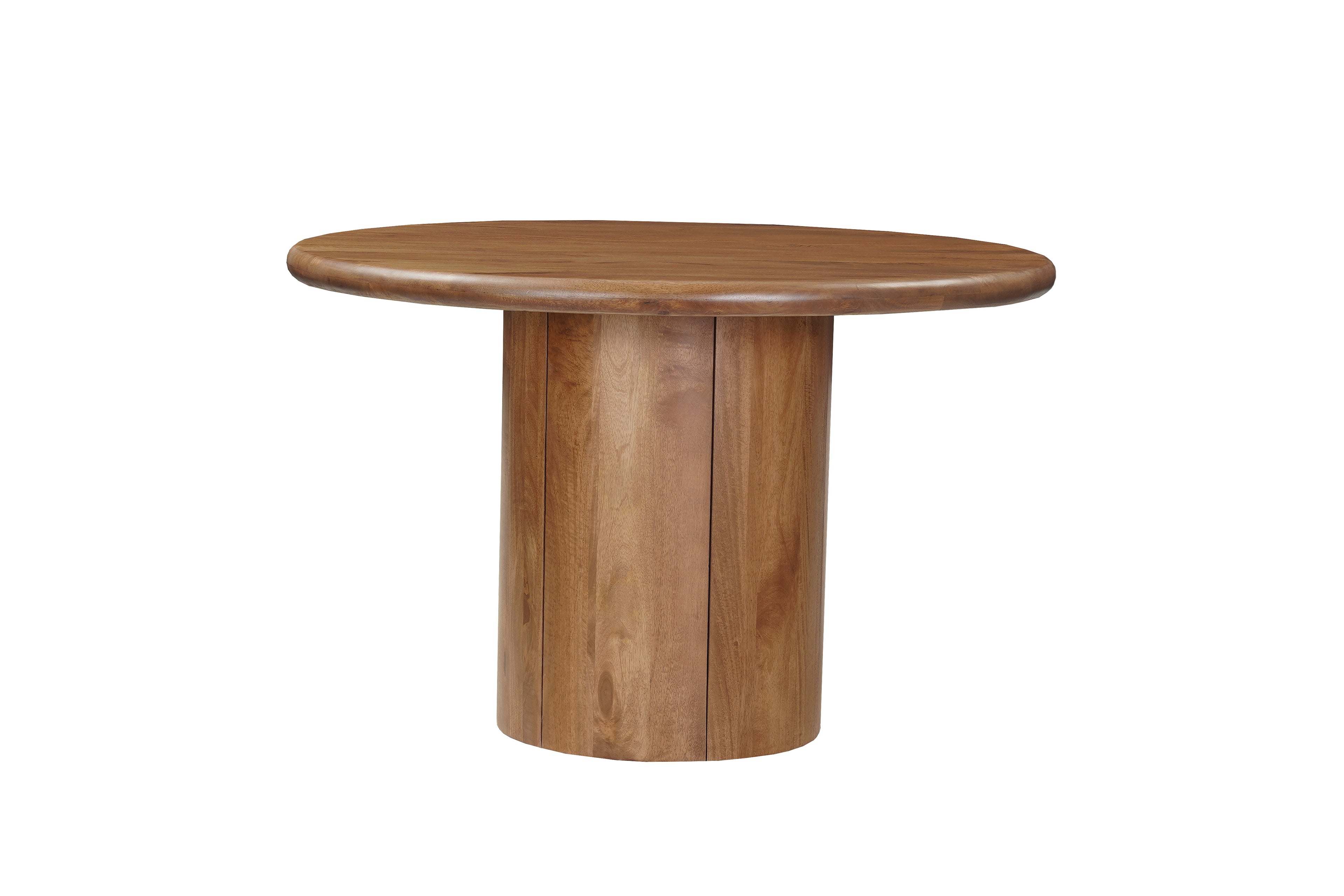 Five Piece Brown Round Solid Wood Dining Set with Four Chairs