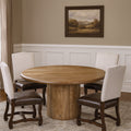 Five Piece Brown Round Solid Wood Dining Set with Four Chairs