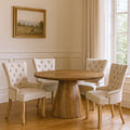 Five Piece Brown Round Solid Wood Dining Set with Four Chairs