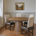 Five Piece Brown Round Solid Wood Dining Set with Four Chairs
