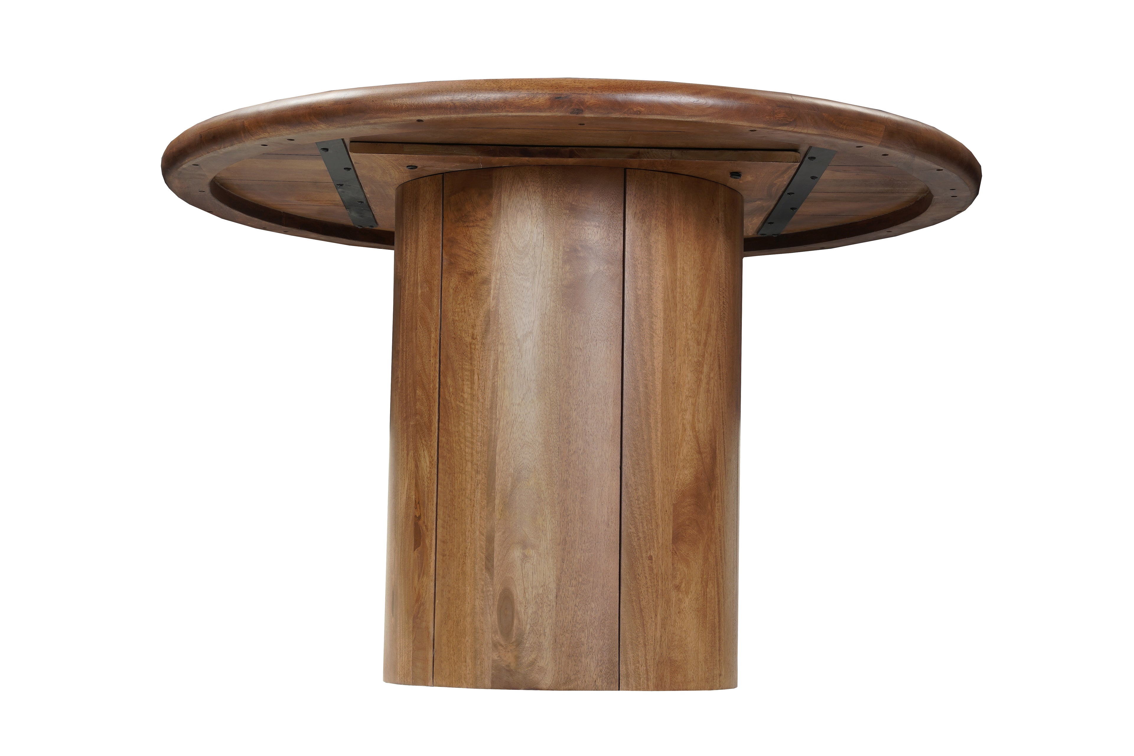 48" Brown Solid Wood Pedestal Base Round Top Dining Table
