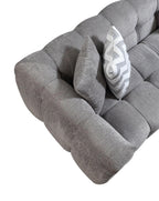 Light Gray Boucle L Shaped Two Piece Sofa and Chaise Sectional With Toss Pillows