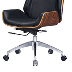 Black Rosewood and Silver Adjustable Height Swivel Rolling Executive Office Chair