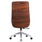 Black Rosewood and Silver Adjustable Height Swivel Rolling Executive Office Chair