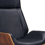 Black Rosewood and Silver Adjustable Height Swivel Rolling Executive Office Chair