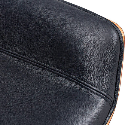 Black Rosewood and Silver Adjustable Height Swivel Rolling Executive Office Chair