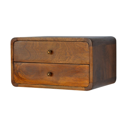 18" Brown Solid Wood Floating Nightstand