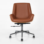 Brown Rosewood and Silver Adjustable Height Swivel Rolling Conference Office Chair