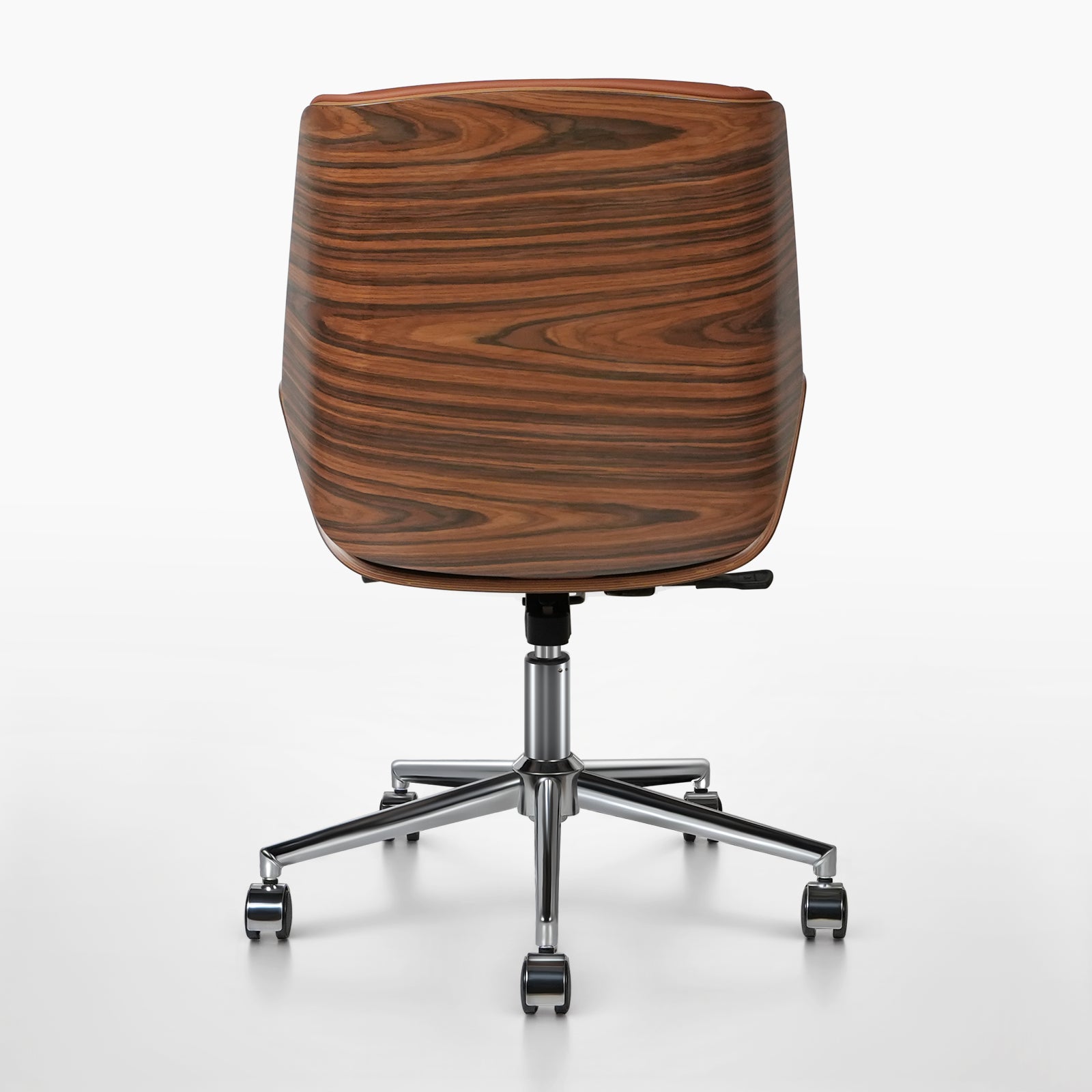 Brown Rosewood and Silver Adjustable Height Swivel Rolling Conference Office Chair