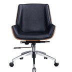 Black Rosewood and Silver Adjustable Height Swivel Rolling Conference Office Chair