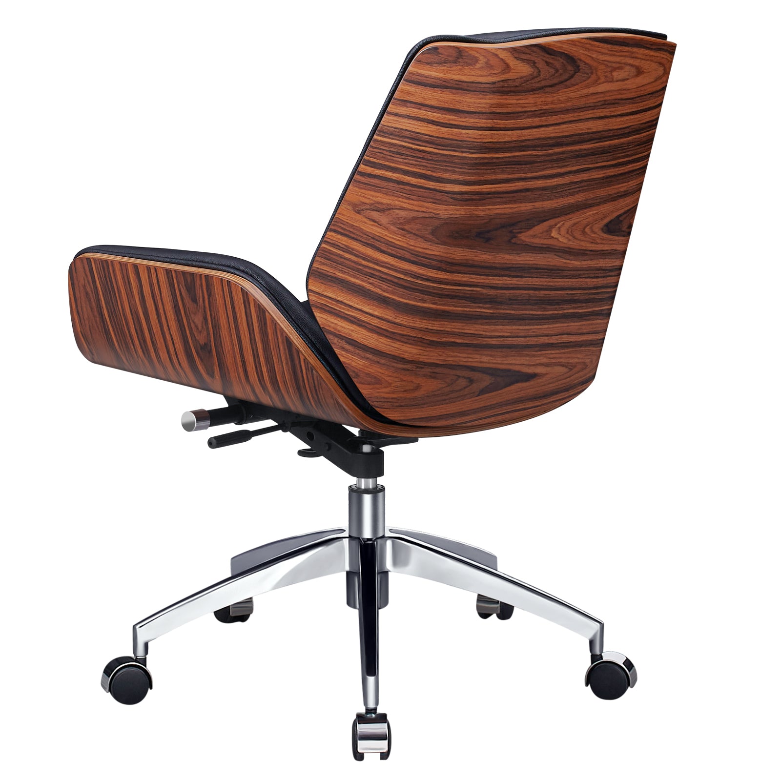 Black Rosewood and Silver Adjustable Height Swivel Rolling Conference Office Chair