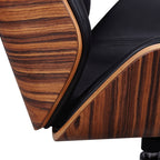 Black Rosewood and Silver Adjustable Height Swivel Rolling Conference Office Chair