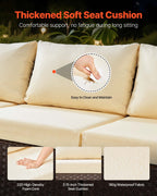 6-Piece Outdoor Patio Furniture Set, Wicker Rattan Outdoor Sectional Conversation Set With 50000BTU Propane Fire Pit Table, Cushioned Sofas, Coffee Table & Ottoman For Patio Garden Backyard