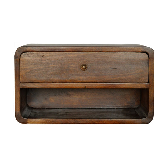 18" Chestnut Solid Wood One Drawer Floating Nightstand