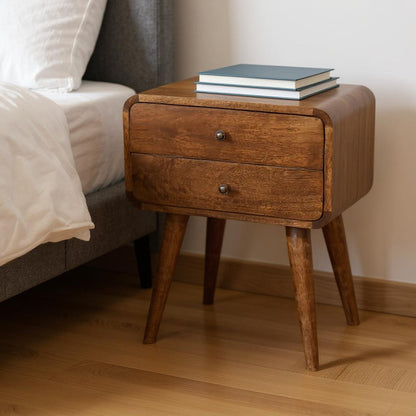 22" Chestnut Solid Wood Two Drawer Nightstand