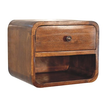 12" Chestnut Solid Wood One Drawer Floating Nightstand