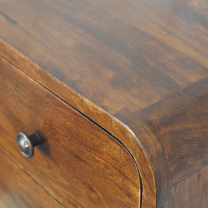 12" Chestnut Solid Wood Two Drawer Floating Nightstand