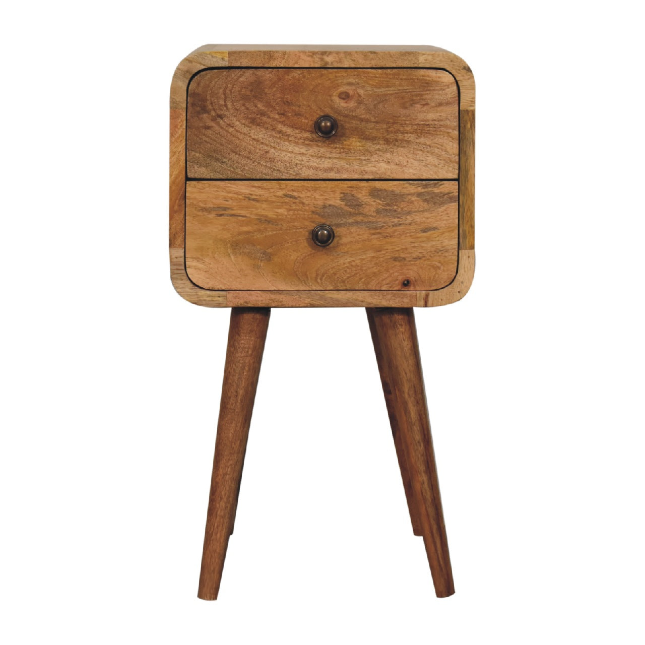 22" Oak Solid Wood Square Two Drawer Nightstand