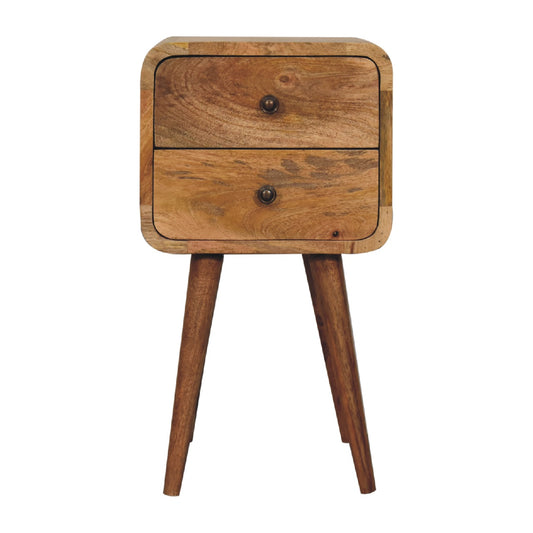 22" Oak Solid Wood Square Two Drawer Nightstand