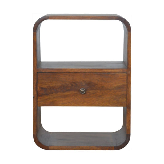 22" Brown Solid Wood One Drawer Nightstand