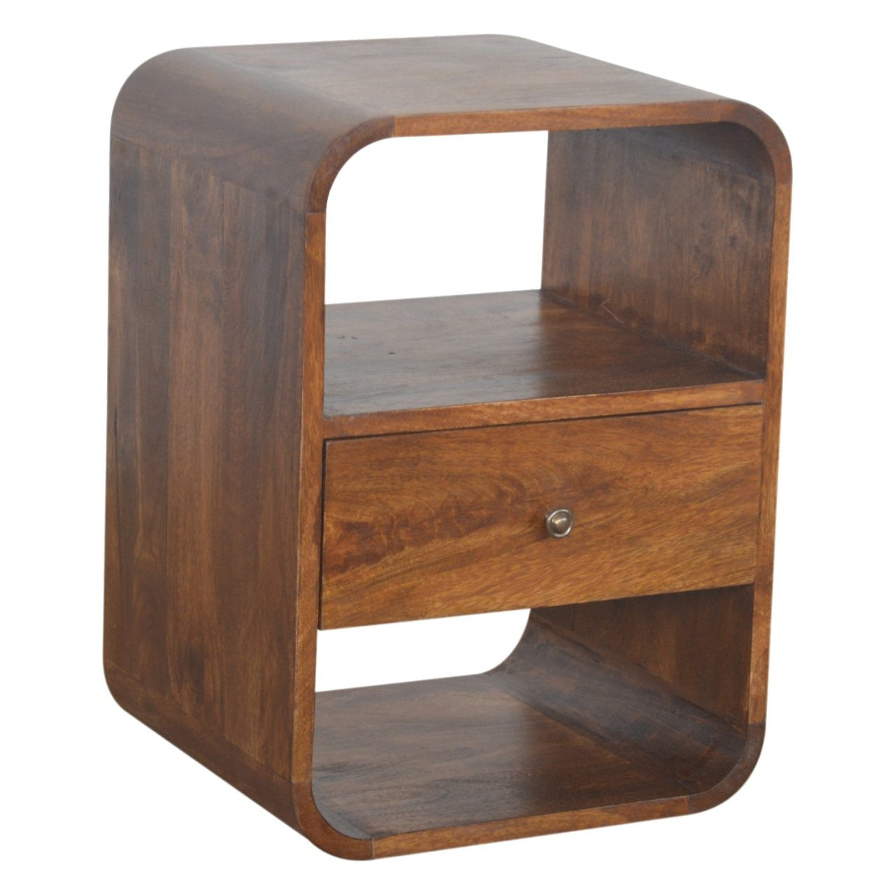 22" Brown Solid Wood One Drawer Nightstand