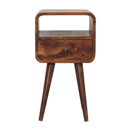 22" Chestnut Solid Wood Square One Drawer Nightstand