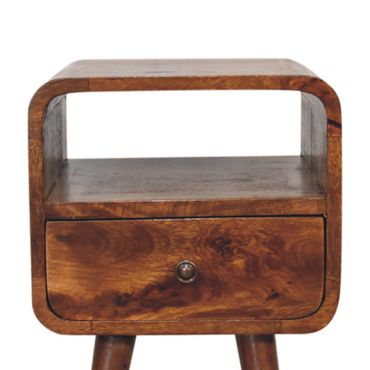 22" Chestnut Solid Wood Square One Drawer Nightstand