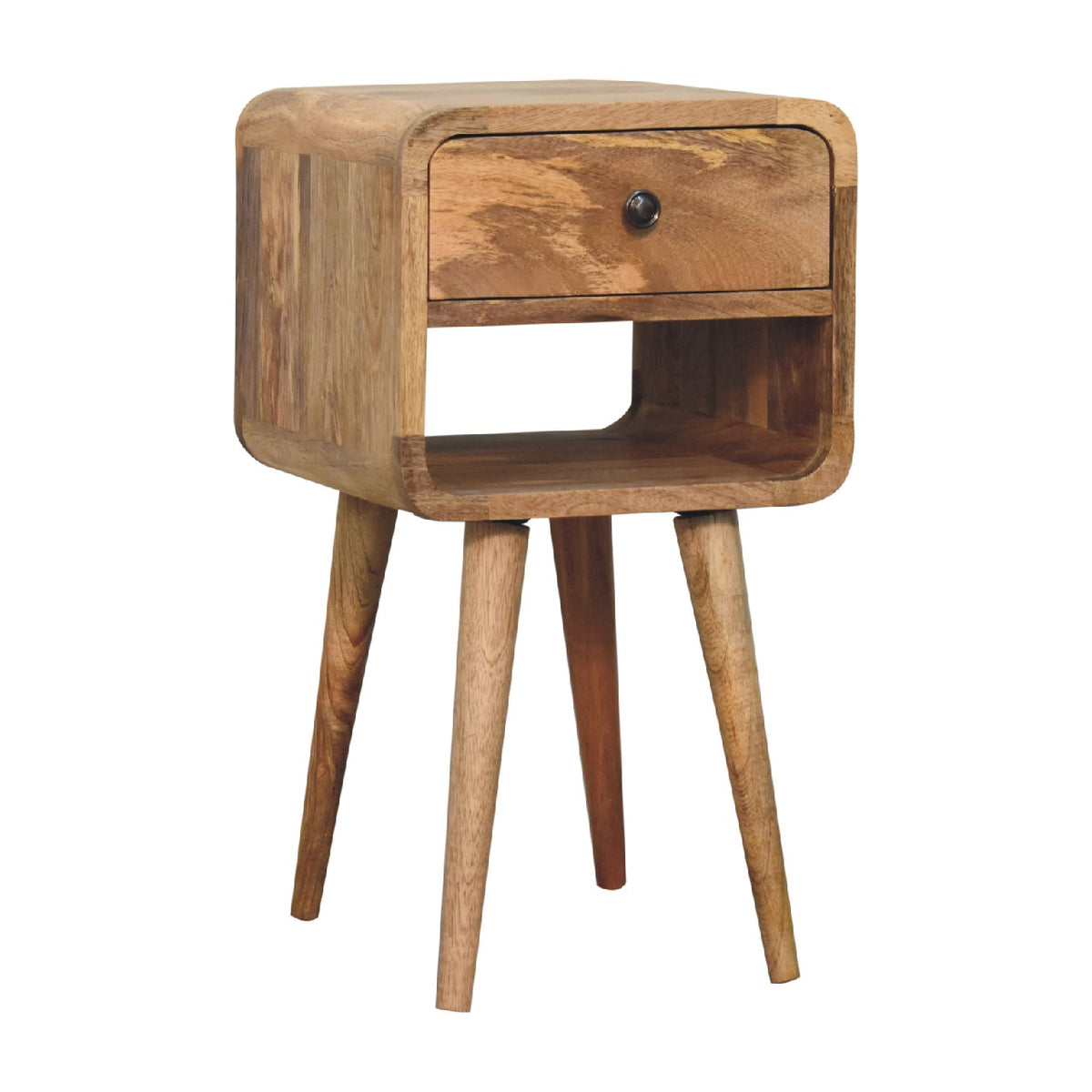 22" Oak Solid Wood Square One Drawer Nightstand