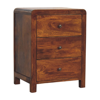 24" Chestnut Solid Wood Three Drawer Nightstand