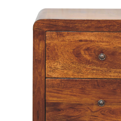 24" Chestnut Solid Wood Three Drawer Nightstand