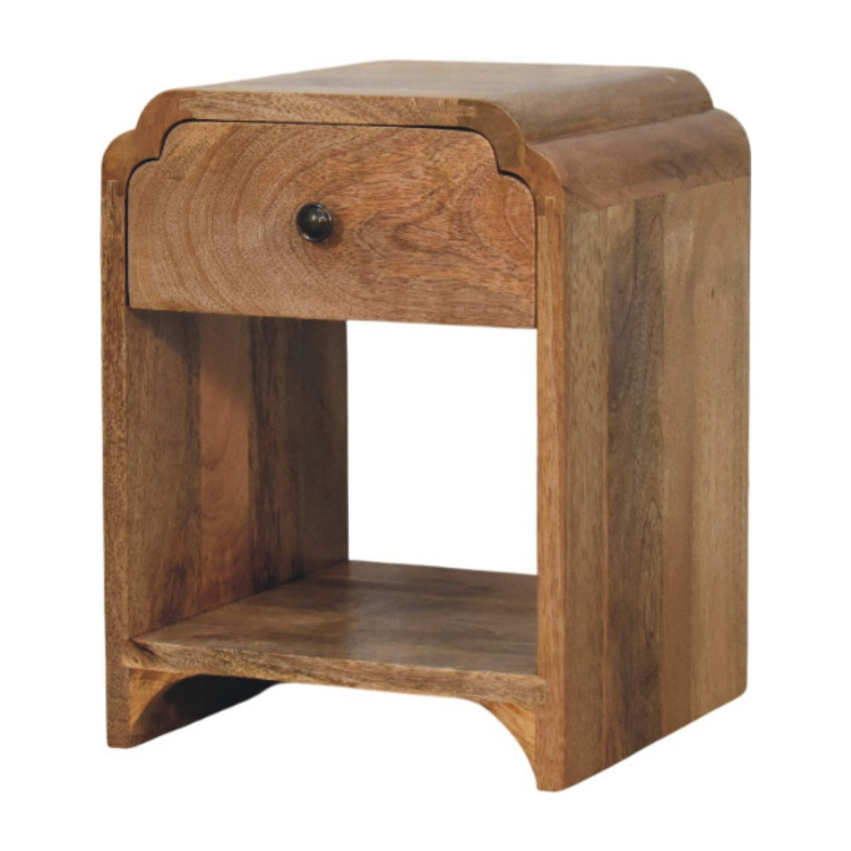 16" Oak Solid Wood One Drawer Scallop Edge Nightstand