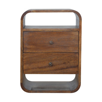 22" Chestnut Solid Wood Two Drawer Nightstand