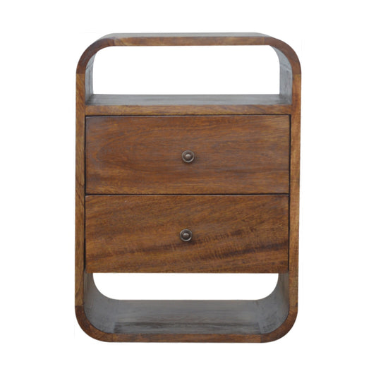 22" Chestnut Solid Wood Two Drawer Nightstand