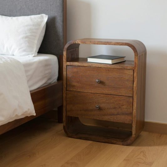 22" Chestnut Solid Wood Two Drawer Nightstand