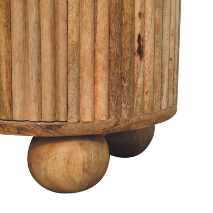 23" Natural Solid Wood Ribbed Texture Round Three Drawer Nightstand