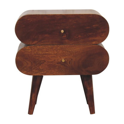 20" Chestnut Solid Wood Two Drawer Nightstand