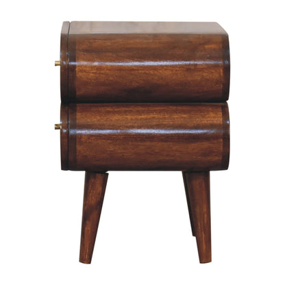 20" Chestnut Solid Wood Two Drawer Nightstand